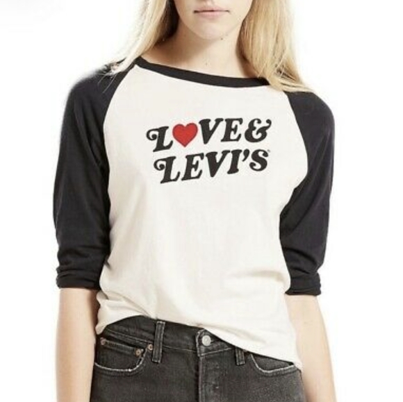 Levi’s “Love & Levi’s” Logo Baseball Top - Size M ❤️ - Picture 1 of 5